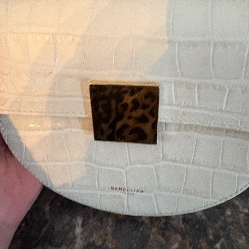 DeMellier White Oslo Croc-Embossed Half-Moon Crossbody with Gold Square Clasp - Picture 5 of 6